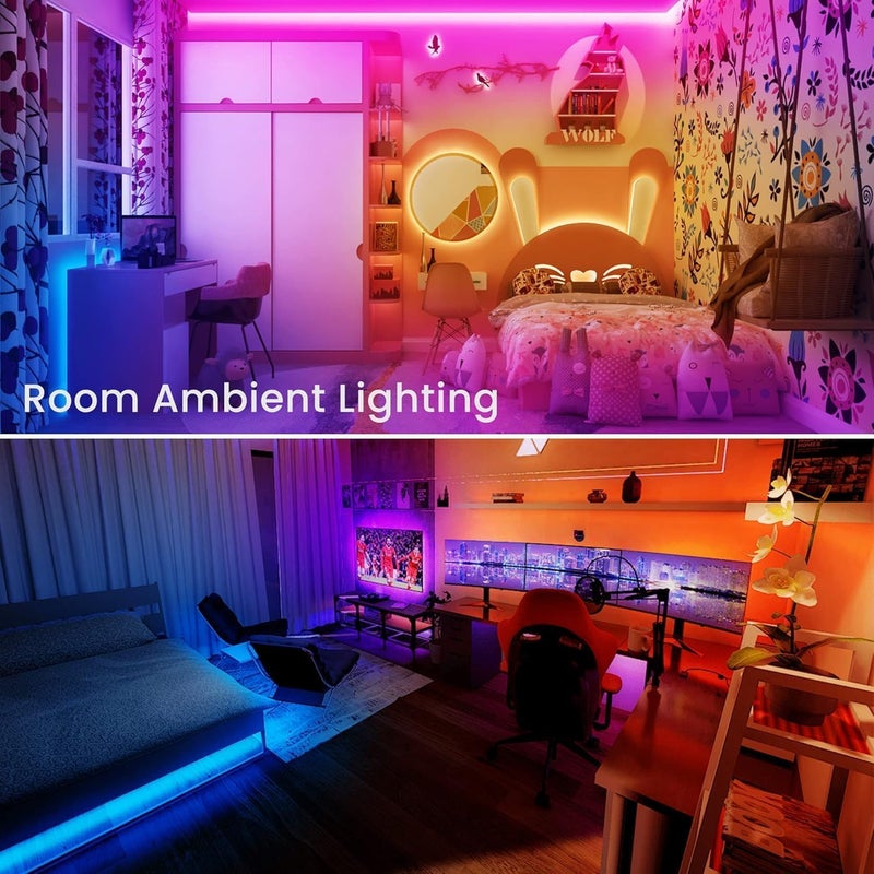 TJOY 130ft Bluetooth LED Strip Lights, RGB Color Changing, Music Sync, App Control, Indoor Usage, 5050 SMD, 2 Rolls, for Bedroom Kitchen TV Party (APP+Remote +Mic) - Image 5